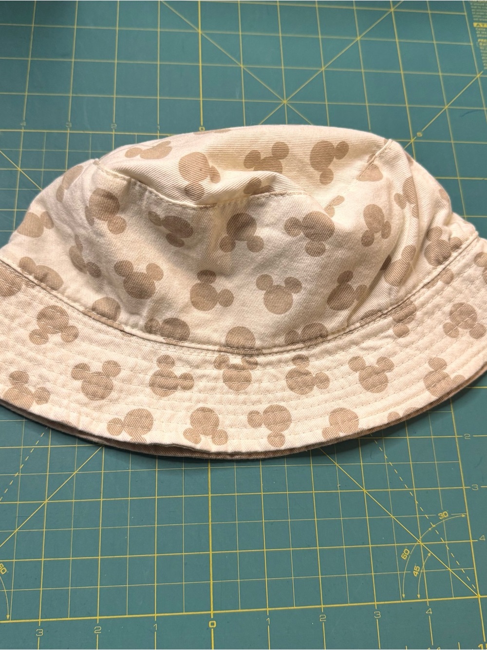 Beige Reversible Mouse Print Bucket Hat